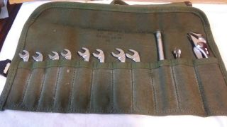 Vintage Us Military American Kal Roll Tool Set Ignition Wrenches Roll - Up Pouch