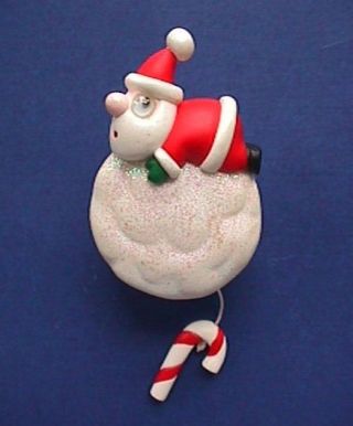 Hallmark Pin Christmas Vintage Wind Up Santa On Snowball Holiday Brooch