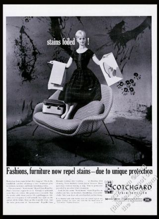1960 Eero Saarinen Loveseat Photo 3m Scotchguard Vintage Print Ad