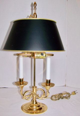 Baldwin Brass Bouillotte Serpentine Lamp W/ Adjustable Height Black Shade