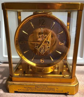 Vintage 1954 Atmos Lecoultre Mantel Clock Perpetual Motion 15 Jewels - For Repair