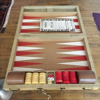 Vintage Crisloid Royal Backgammon Set Red Yellow Bakelite Chips 1950s Vgc