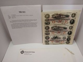 Vintage/antique 1855 Bordentown Banking Co $1 And $2 Paper Currency Obsolete
