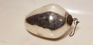 Antique Kugel - Christmas Ornament - Glass - Ball - Egg? - Silver - 3.  5 Inch - Rare Patina