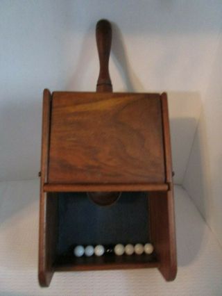 Antique American Masonic " Black Ball " Wooden Ballot Box & 8 Voting Marbles