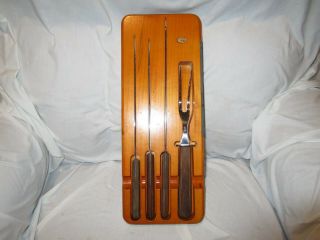Vintage Case Xx Kitchen Butcher Knife Set - Fixed Blade With Holder & Sharpener