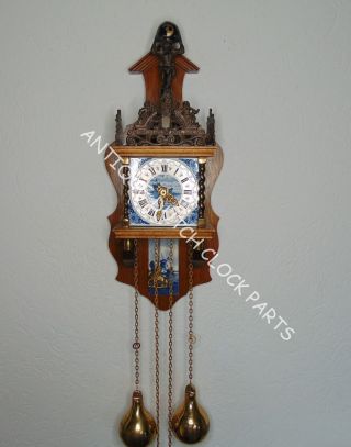 Small Blue Delft Tile Zaandam Or Zaanse Wall Clock With Atlas