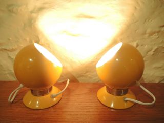 Vintage Pair Danish Modern Abo Randers Ball Light Sconce Lamp Bright Yellow