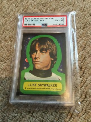 1977 Topps Star Wars 1 Luke Skywalker Psa Nm Mt 8 Sticker