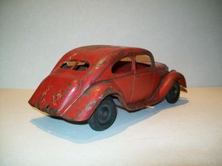 Vintage Pressed Steel Red 1930 ' s Kingsbury Lincoln Zephyr Car - 12 