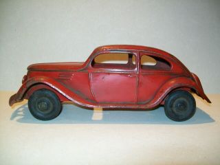 Vintage Pressed Steel Red 1930 ' s Kingsbury Lincoln Zephyr Car - 12 