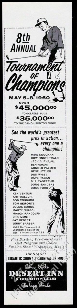 1960 Desert Inn Las Vegas Hotel Casino Golf Tournament Of Champions Print Ad
