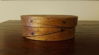 Antique Shaker Oval Two - Finger Lidded Pantry Box Rare Size