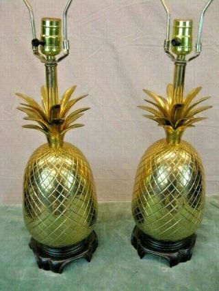 Pair Solid Brass Modern Designer Charleston Pineapple Lamps Table Lamps Exc Cond