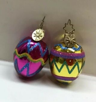 Christopher Radko Easter Ornaments Set Of 2 Little Gems Egg Dreams Ornaments
