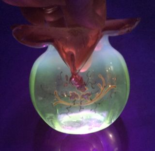 Antique Jack In The Pulpit Vase Vaseline And Cranberry Glass Uranium Glass