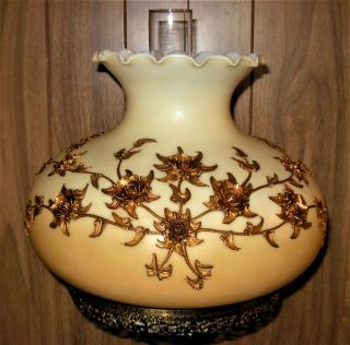 Antique Large GWTW Lamp with Applied Brass Flowers 3