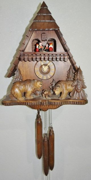 Large Edelweiss Cuckoo Chalet Clock Rare 3 Bears Regula Black Forest Vtg