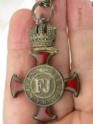 Wwi 1849 Austro Hungarian Fj Medal - Franz Joseph Merit Silver Cross Crown Order