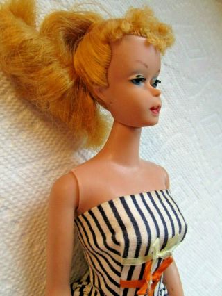 Vintage Barbie 850 3 Or 4 Blond Ponytail Tm,  Blue Eyeliner,