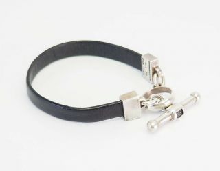 Rare Vintage Barry Kieselstein Cord Sterling Silver And Leather Bracelet