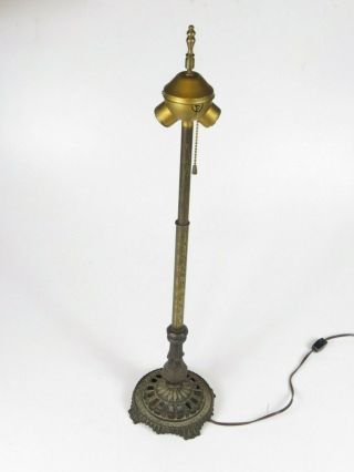 Antique Lamp Art Deco Double Bulb Cast Iron Beauty Light Column Brass