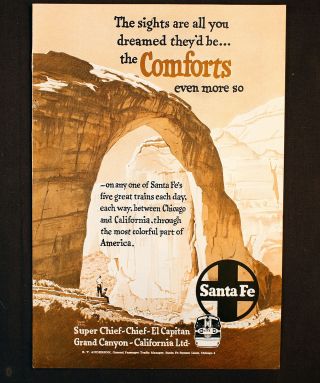 Vintage Santa Fe Railroad Ad 1952 Chief Train Railway El Capitan