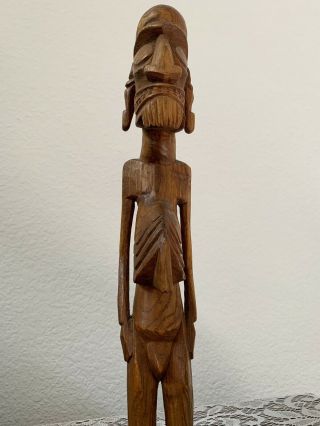 Vintage Carved Wood Moai Kavakava - (Spirit With Ribs) Rapa Nui Easter Island 2
