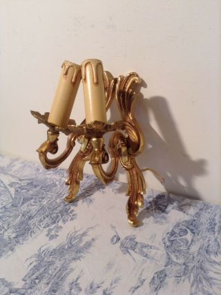 Pair Vintage French Bronze Wall Sconce Lights