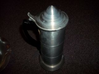 Vintage Apex Glass Bottom Aluminum Beer Mug Stein W/ Lid Hong Kong Apx.  11 "