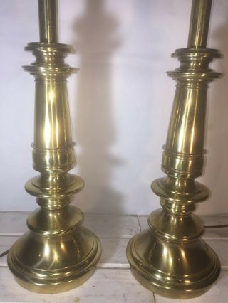 Vintage Stiffel Brass 28 " Candlestick Table Lamps In