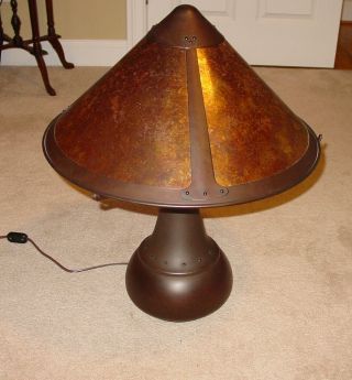 Mica Lamp Company Large Mission Arts & Crafts Copper Table Desk Lamp 25 "