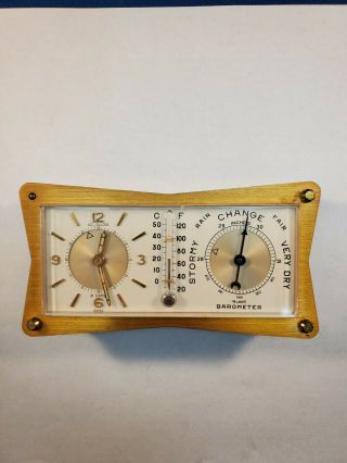 Vintage Lecoultre 8 Day Alarm Clock / Barometer - Runs/functions - Vt100