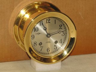 Chelsea Vintage Ships Bell Clock 4 1/2 " Dial 1956 Hinged Restored