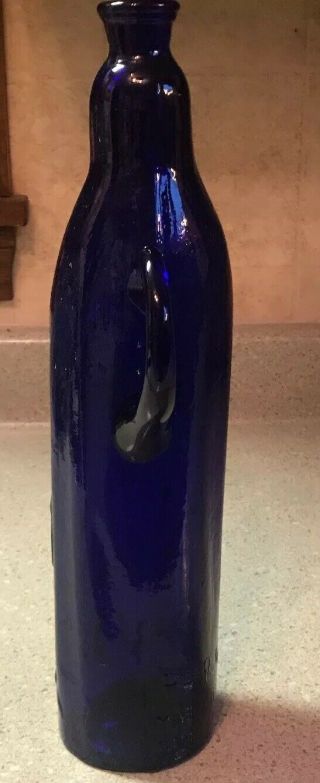 Colbalt Blue Pray Madonna Virgin Mary Hand Blown Pontil Glass Bottle Holy Water 2