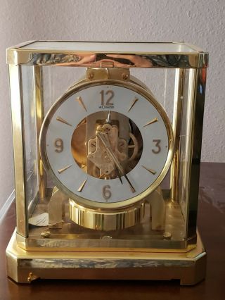 Vintage Lecoultre & Cie Atmos Caliber 528 - 8 Gold Plated Mantel Clock Swiss