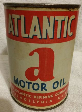 Vintage Atlantic A Motor Oil 1 Quart Can,  Gas & Oil Advertising