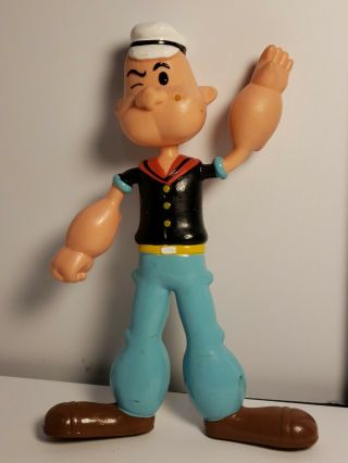 Vintage 1993 Popeye The Sailor Man 7 " Bendable Rubber Toy Figure With A Pipe