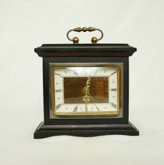 Vintage Adolf Jerger K.  G.  West German Mantel Clock Antique Walnut Wind Up Clock