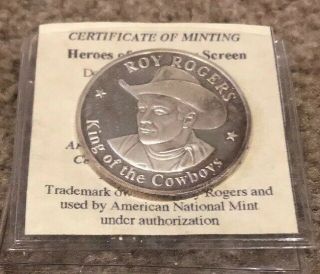 Roy Rogers King Of The Cowboys Coin,  Heroes Of The Silver Screen,  Silver Coin