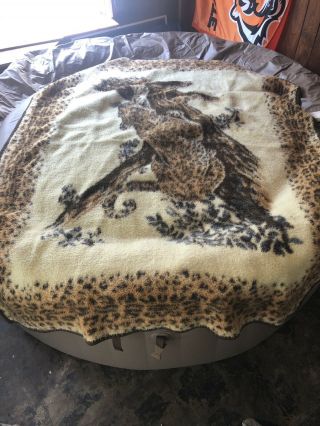 Vintage Ibena Relax Reversible Tiger Blanket