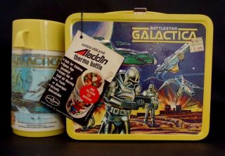 1978 Vintage Aladdin Battlestar Galactica Lunchbox & Thermos Nm Tags Price Stkr