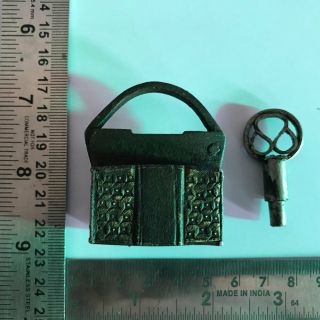 An Old Or Antique Iron Screw Type Miniature Padlock Lock With Key.