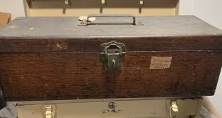 Vintage Antique Quarter - Sawn Oak Tool Box W Handle Lock & Key