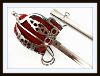Antique English Baskethilt Broad Sword For A Scottish Officer 19th C.  To Ww I
