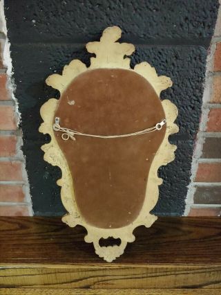 ANTIQUE VICTORIAN GOLD GILT CAST IRON MIRROR & CANDLE HOLDER WALL SCONCE 3