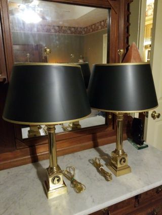 Vintage Electric Solid Brass Tennessee Walking Horse Table Lamp Set