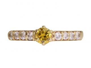 Vintage 14k Colored Diamond Ring,  Yellow Diamond Engagement Ring,  1980s