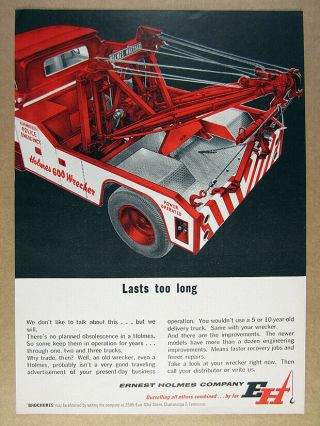 1963 Holmes 600 Wrecker Tow Truck Vintage Print Ad
