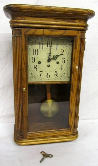 Vintage Howard Miller Wood Wind Up Pendulum Wall Clock